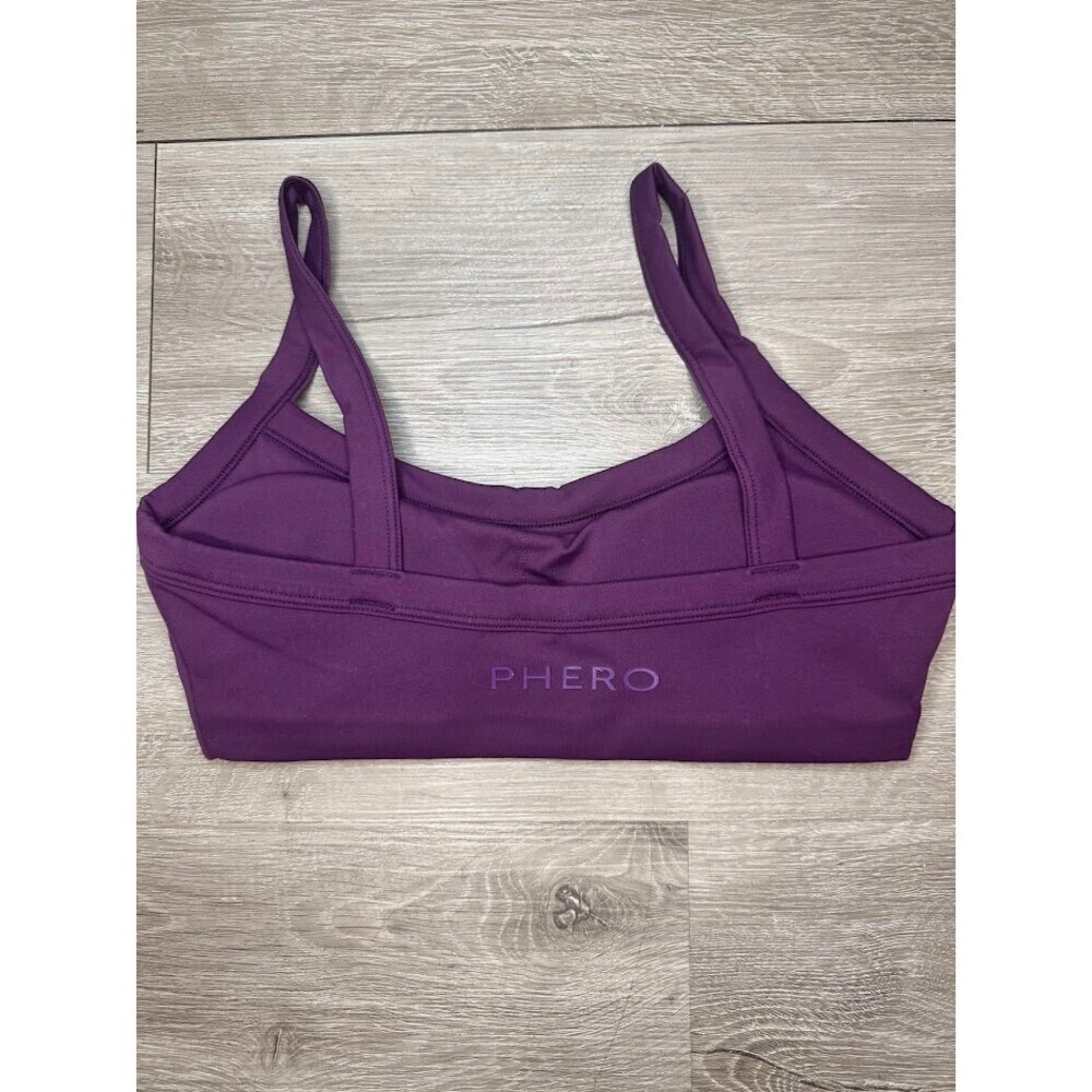 Plum Purple Strappy Sports Bra Removable Pads Athleisure - Picture 2 of 3